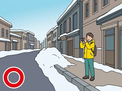 道路脇の雪山に登らない・滑らない